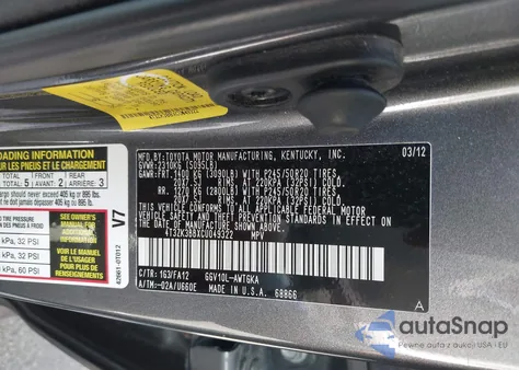 2012 Toyota Venza Le V6 from USA, damaged, VIN 4T3ZK3BBXCU049322